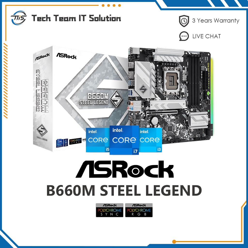 Asrock B660M STEEL LEGEND Combo โปรเซสเซอร์ 12 ปี