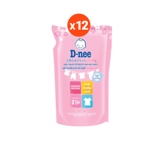 D-nee ดีนี่ ผลิตภัณฑ์ซักผ้าเด็ก กลิ่น ไลฟ์ลี่ สำหรับเครื่องซักผ้าฝาหน้า ถุงเติม 600 มล.(ยกลัง) 12ถุง