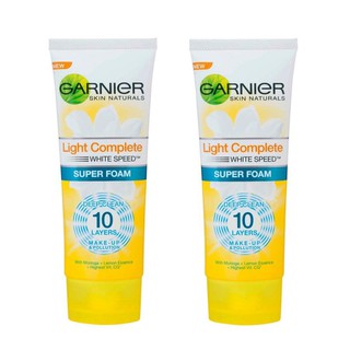 โฟมล้างหน้า การ์นิเย่ ไลท์ คอมพลีท ไวท์ สปีด ซุปเปอร์โฟม 100 มล. GANIER x 2 หลอด