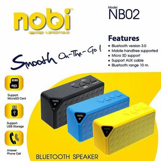 ลำโพง  Bluetooth Speaker 2.1  nobo รุ่น NB02 (มีสีดำ สีเหลือง สีฟ้า) รับประกัน 1 ปี .