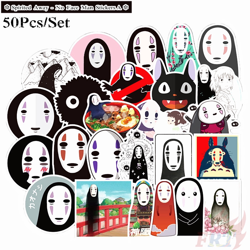 No Face Man Series 02 Stickers 50Pcs/Set Miyazaki Hayao Anime Spirited Away DIY Fashion Waterproof Doodle Decals Stickers