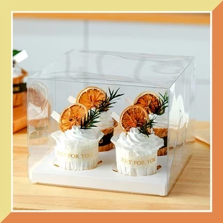 (ราคาถูกสุด) กล่องคัพเค้กใสทรงสูง กล่องคัพเค้ก 2หลุม/4หลุม/6หลุม/9หลุม/12หลุม กล่องเค้กแบบใส กล่องคัพเค้กทรงใส แข็งแรง