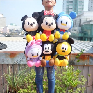 ตุ๊กตา Mickey มิกกี้ &amp; Minnie มินนี่ &amp; Donald โดนัลดั๊ก &amp; Daisy เดซี่ &amp; Pluto พลูโต &amp; Goofy กู๊ฟฟี่ ทรงลูกชิ้น 12นิ้ว