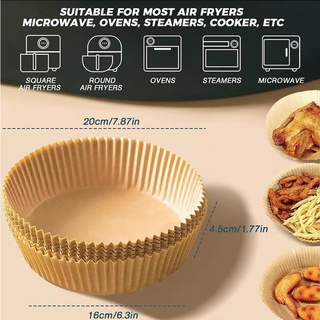 50ชิ้น ทอดอากาศทิ้งกระดาษซับไม่ติดรอบเตาอบอบกระดาษครัว Airfryer กระดาษสำหรับทอดอุปกรณ์เบเกอรี่