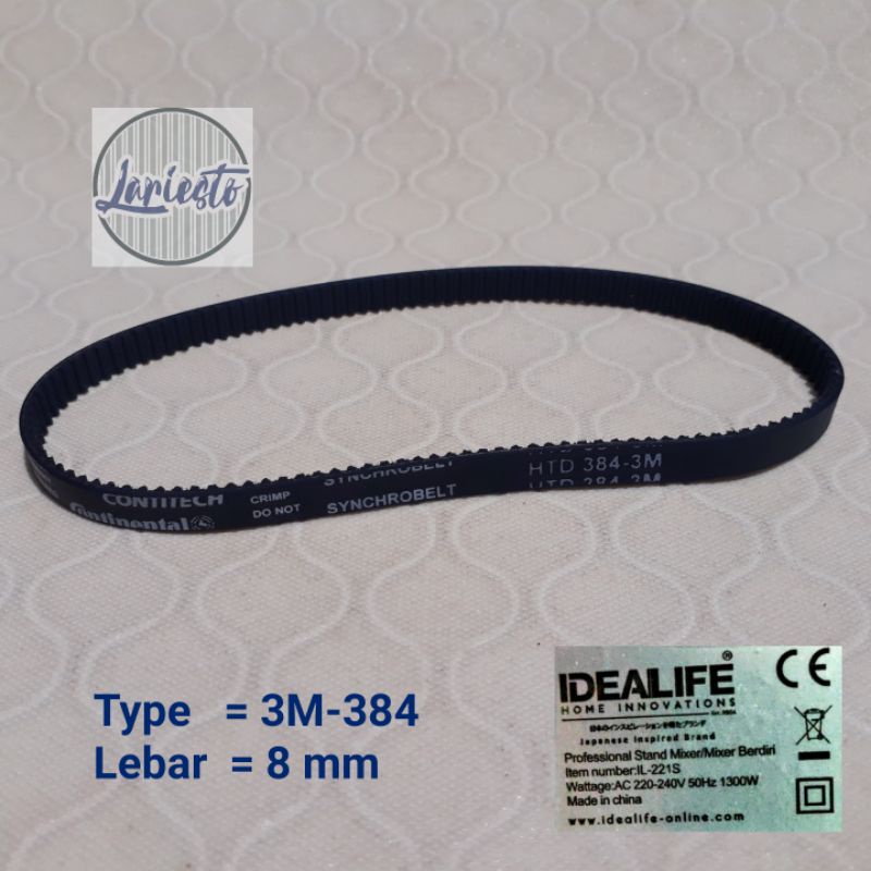 V-Belt HTD 3M-384 - 8 _ Timing Belt Mixer Cake IDEALIFE IL 221S