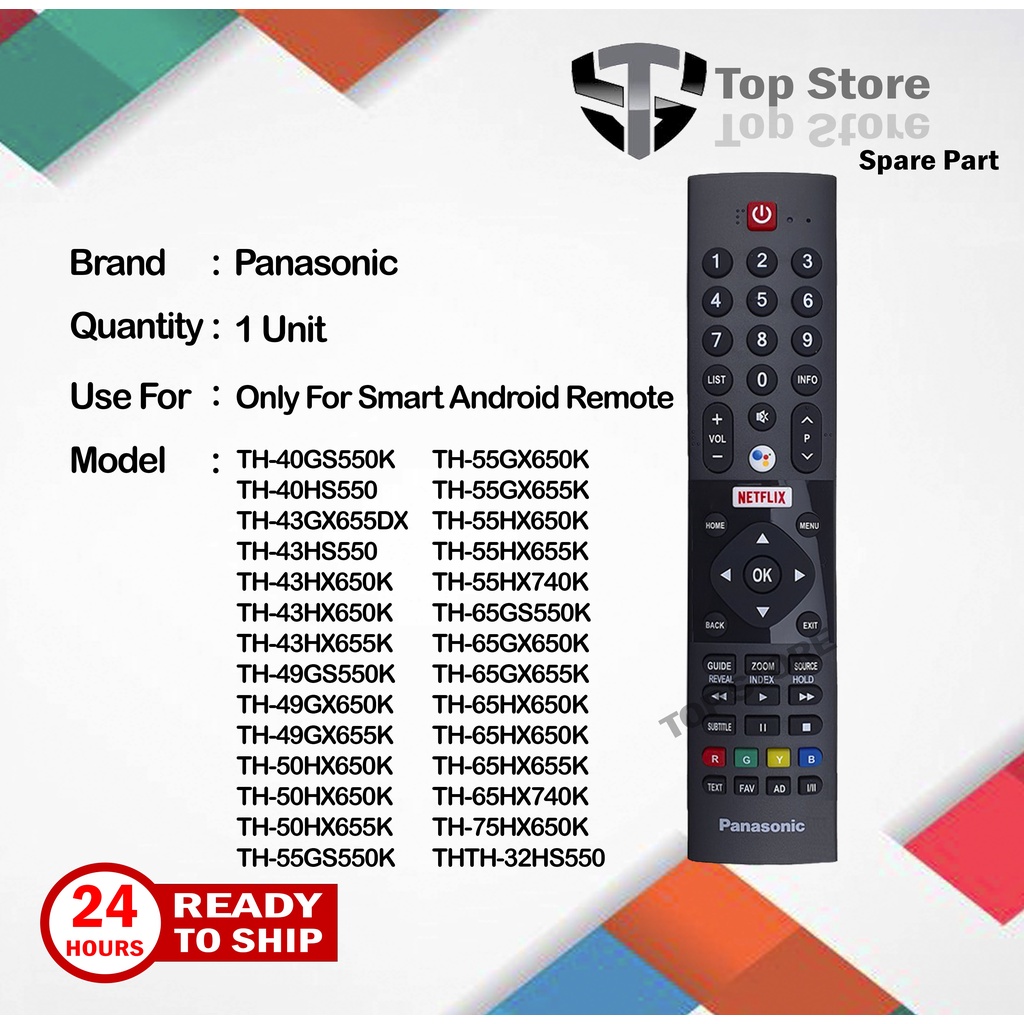 Panasonic Smart Android TV รีโมทคอนโทรล th-40GS550K th-40HS550 th-43GX655DX th-43HS550 th-43HX650K th-43HX650K th-65hx740s th-55gx650t