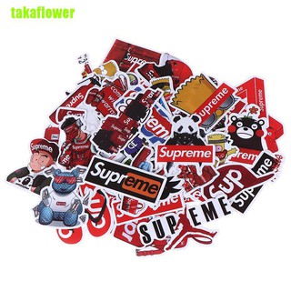 Takaflower สติกเกอร์พีวีซี ลายซูพรีม สําหรับตกแต่งรถยนต์ แล็ปท็อป สเก็ตบอร์ด 50 ชิ้น