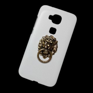 Cover for Huawei G8 / G7 Plus 3D Metal Bronze Lion Head Ring Stand Holder Hard Back Case