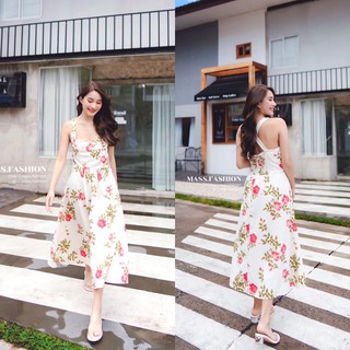 MASS Fashion : เดรสยาว สายไขว้หลัง Dress - Floral X Temperament