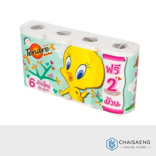 (ฟรี 2 ม้วน) Tendre Big Roll Tissue กระดาษชำระเทนเดอร์ รุ่นบิ๊กโรล 6 ม้วน