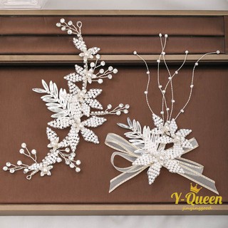 Modern Stylish Pure Handmade Hairpin White Pearl Silver Leaves Rhinestone Wedding Formal Dress Pageant Hair Accessories