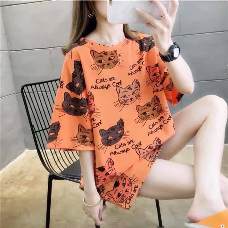 เสื้อ oversize ลายน้องแมวเหมียว