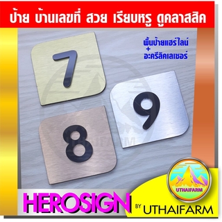 ป้ายบ้านเลขที่ แฮร์ไลน์ เงิน ทอง ทองแดง เลขอะครีลิค สวยเรียบคลาสสิค 1 ตัวเลข     HOME NUMBER