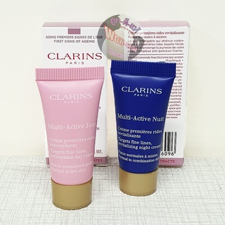 เซ็ทคู่ ลดเลือนริ้วรอย 😘 Clarins Multi Active Partners Smooth fine lines Restore radiance ขนาดทดลอง ฉลากไทย ของแท้ 100%