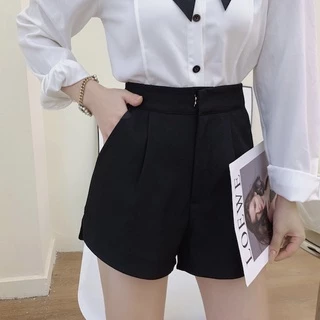 Cicishop(230)กางเกงขาสั้น ตะขอหน้า มีกระเป๋า สไตล์ มินิมอล ใส่วันชิลๆชิคๆ
