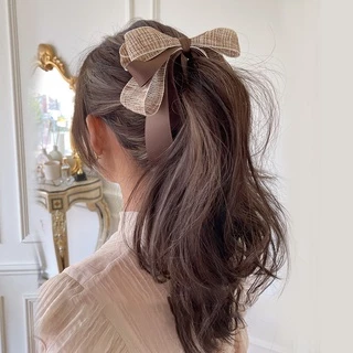 กิ๊บกล้วยติดผมริบบิ้น Tweed Ribbon Banana Pin ทรงริบบิ้นซ้อนผ้าทวีตน่ารักพร้อมส่งในไทย/ กิ๊บติดผม กิ๊บกล้วย กิ๊บเกาหลี