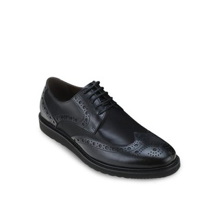 รองเท้าผูกเชือก รองเท้าผู้ชาย Black Derby Brogues Genuine Leather Shoes รองเท้าหนังแท้ทำงานสีดำ