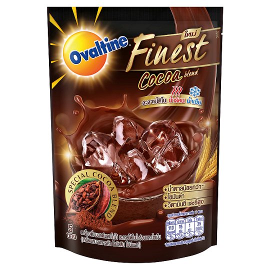 Ovaltine โอวัลติน ไฟน์เนสท์ เครื่องดื่มมอลต์ผสมโกโก้ ละลายได้ในน้ำร้อนและน้ำเย็น (29กรัม x 5 ซอง) (8850086161452)
