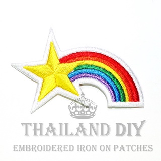 ตัวรีดติดเสื้อ งานปัก ลาย ดาวตก สายรุ้ง คิ้วท์ๆ สวยๆ Star Rainbow Patch ตัวรีด WOP DIY อาร์มติดเสื้อ น่ารัก LGBTQ สีรุ้ง