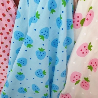 ผ้าเมตร หลา ลายผลไม้ สตอเบอรี่ เชอรี่ ลายการ์ตูน​ ผ้าคอตตอลผสม ถ่ายพร็อพ ฉาก ผ้าปู