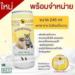 Becolos Plus นมแพะสเตอริไลส์สูตรพิเศษผสม Colostrum สําหรับสัตว์ ขนาด 250 ml