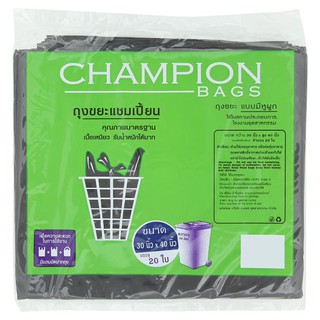 แชมเปี้ยน แบ็ค ถุงขยะแบบมีหูผูก ขนาด 30 x 40นิ้ว ความจุ 90 ลิตร 20 ใบ ถุงขยะ Champion Bags 90L 30 x 40inches Bin Liner 2