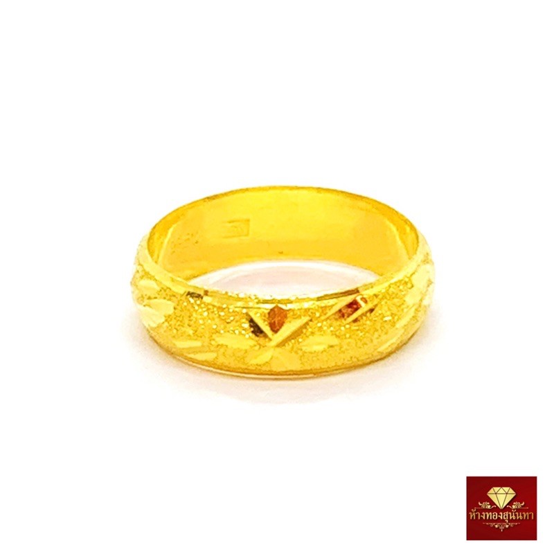 แหวนทองคำแท้ ครึ่งสลึง(1.9 กรัม)  ลายปลอกมีดจิกเพชร(คละลาย) ทองแท้ 96.5% มีใบรับประกัน