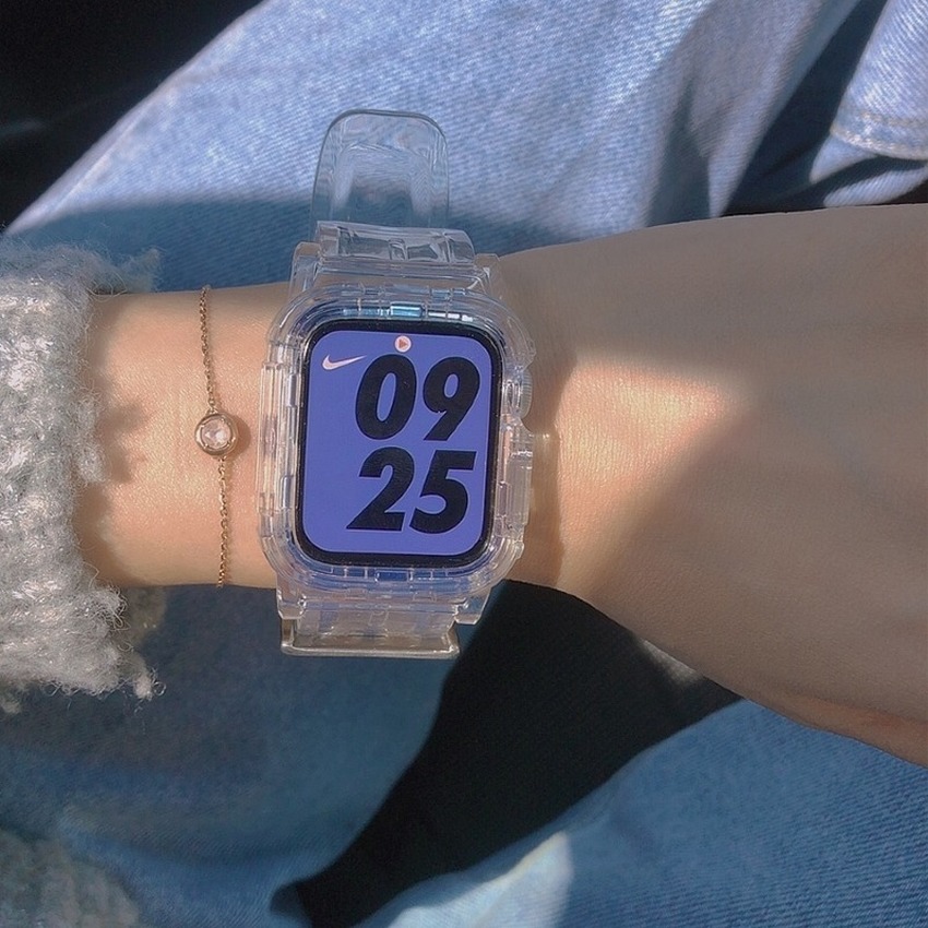 สายนาฬิกาข้อมือซิลิโคนใส สําหรับ Apple Watch 38 มม. 40 มม. 42 มม. 44 มม. iwatch Series 6 SE 5 4 3 2 1