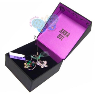 ANNA SUI สายคล้องมือถือ พวงกุญแจ  คริสตัลแท้ ลายผีเสื้อ ของแท้ 100%