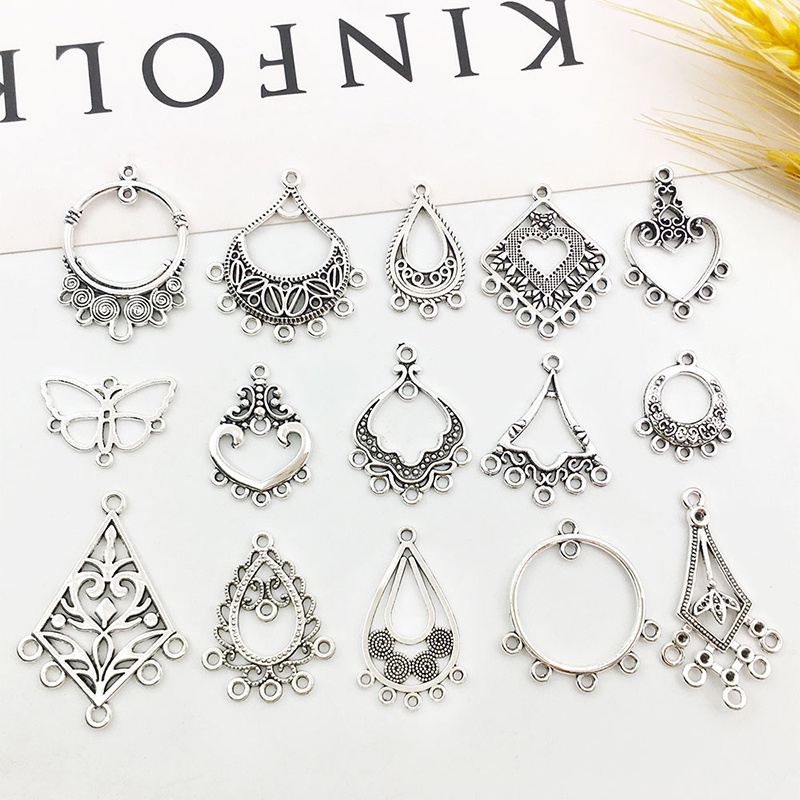 5 ไม่สม่ําเสมอ Hollow มีรูพรุนยาวแขวนต่างหูต่างหูสร้อยคอเครื่องประดับโบราณอุปกรณ์เสริม Handmade diy 