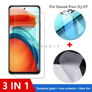 Xiaomi Poco X3 GT ฟิล์มกระจกนิรภัย 3-in-1 สำหรับ Xiaomi Poco M3 X3 NFC F2 M2 X2 Pro GT Redmi หมายเหตุ 10 9 9s Pro Max 5G ป้องกันหน้าจอ