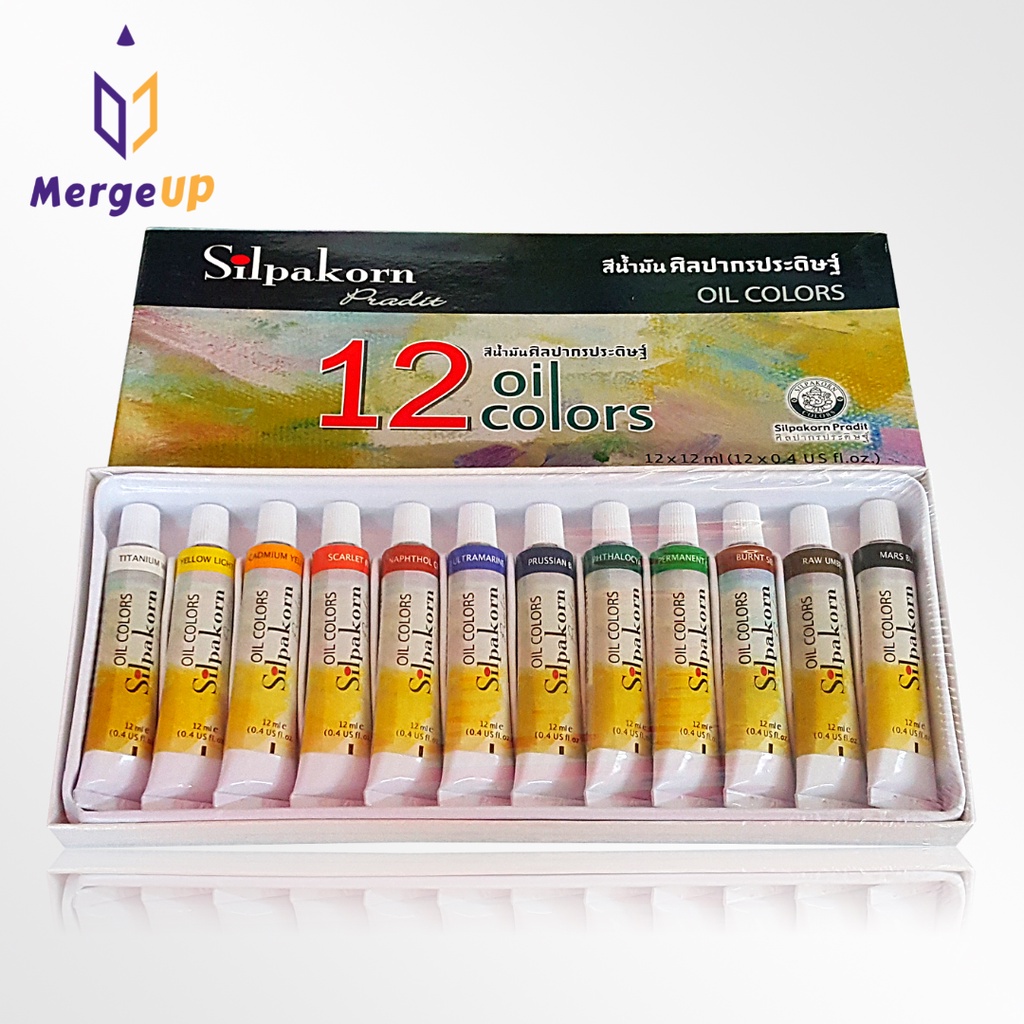 สีน้ำมัน 12ml 12 สี SILPAKORN Pradit Oil Colors สีศิลปากร