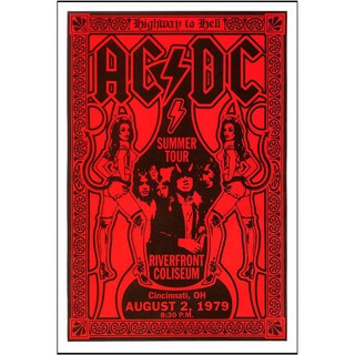 โปสเตอร์ คอนเสิร์ต วง ดนตรี เอซี/ดีซี AC/DC Highway To Hell 1979 POSTER 24”x35” Inch Concert Tour Australian Hard Rock