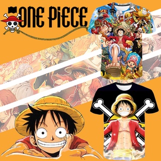 เสื้อยืดแขนสั้นลําลอง พิมพ์ลายอนิเมะ One piece 3D สไตล์ยุโรป และอเมริกา สําหรับผู้ชาย และผู้หญิง ไซซ์ XXS-6XL