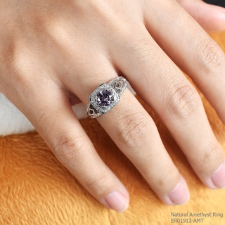 SKJewelryFactory แหวนเงินแท้ 92.5% ฝังพลอยแอมิทิสต์แท้ สไตล์หรูหรา ER01913-AMT