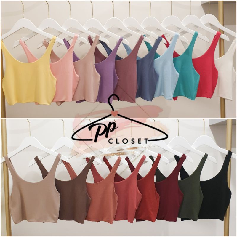 PP♡CLOSETพร้อมส่ง18สี‼ เสื้อกล้ามครอป สายเล็ก ผ้าหนา2ชั้น ทรงเข้ารูปกระชับตัว (เนื้อผ้าเรยอนผสมสแปนเด็กส์อย่างดี)