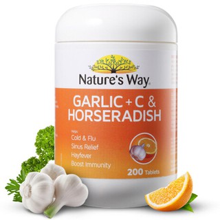 Nature’s Way Vitamin C 200 เม็ดผสมกระเทียม บำรุงสุขภาพและผิวพรรณExp.10/2024