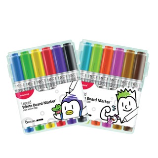 ปากกาไวท์บอร์ด Monami sigmaflo liquid whiteboard marker ชุด พร้อมกล่องใส