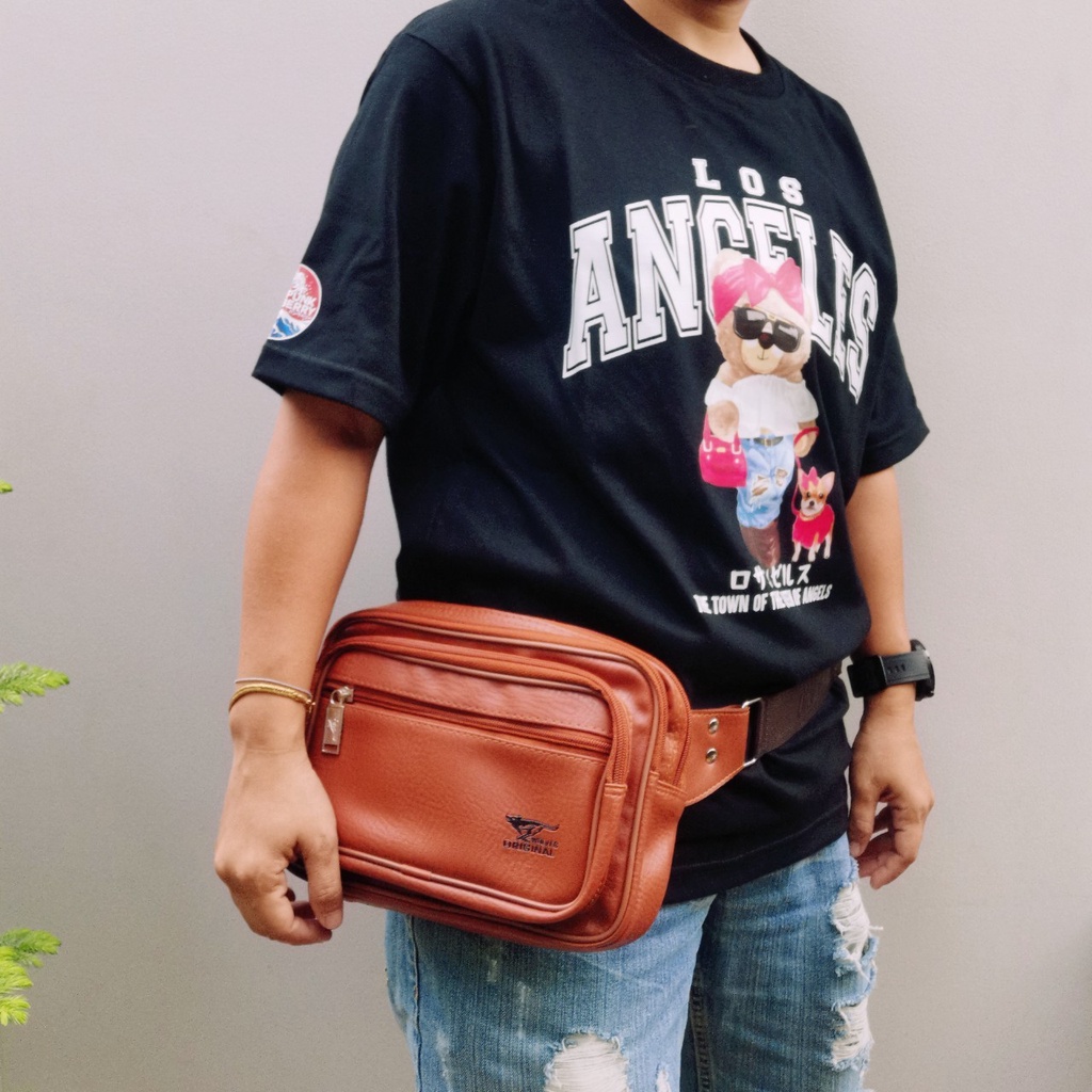 กระเป๋าคาดอก คาดเอว 2IN1 หนัง pU อย่างดี หนังกันน้ำ แบรนด์แท้ WOLWES ORIGINAL 100% งานไทย ใส่ของได้เยอะช่องซิปมากถึง 5ช - รูปที่ 7