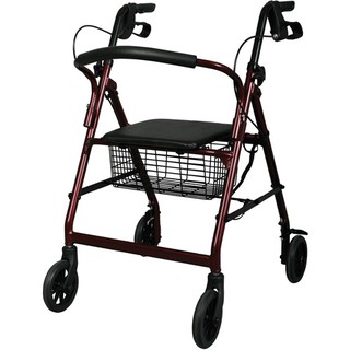 Triple อุปกรณ์หัดเดิน Walker Rollator พับได้ ล้อ 6 นิ้ว รุ่น Y861L (สีแดง/ดำ)