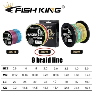 Fishing King 300M 9X Strands Braided Fishing Line Multifilament Pe Line Braided Fishing Line