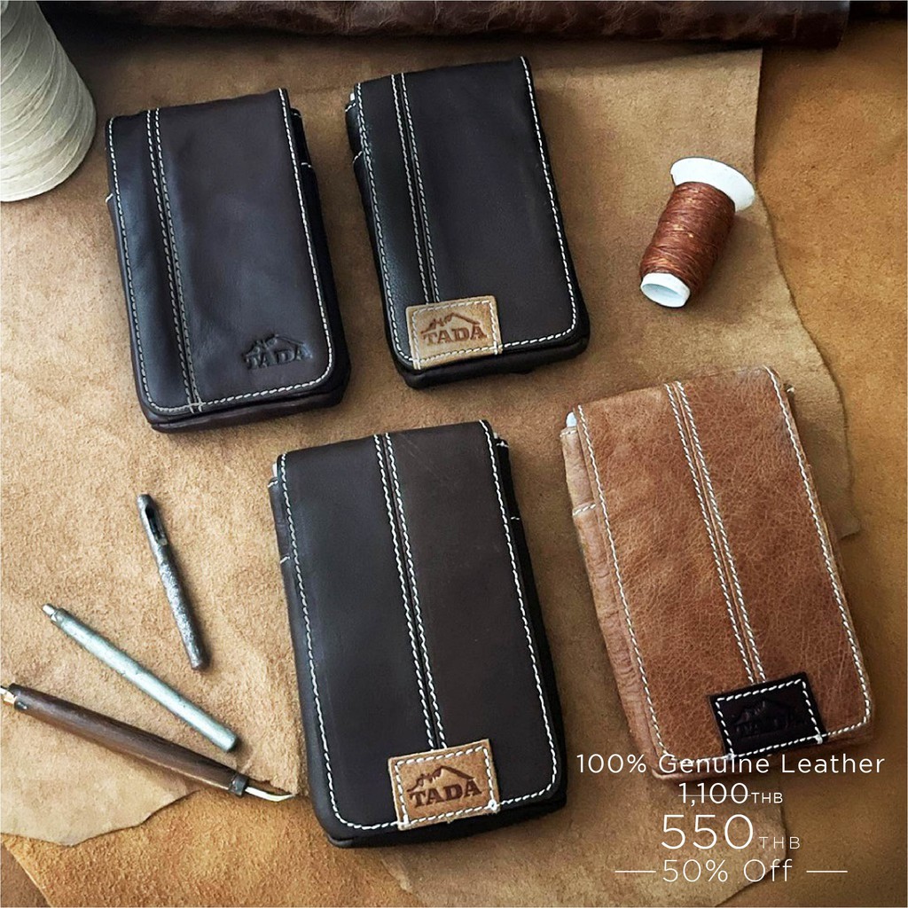 Tada leather Phone Bag กระเป๋าใส่โทรศัพท์ แนวตั้ง หนังวัวแท้ 100% ใส่ได้หลายรุ่น พร้อมช่องใส่ของ จุเ