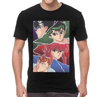 เสื้อยืดแขนสั้น ผ้าฝ้าย พิมพ์ลายอนิเมะ Yu Yu Hakusho Yusuke Urameshi Kurama Hiei Kuwabara โอเวอร์ไซซ์ สําหรับผู้ชาย