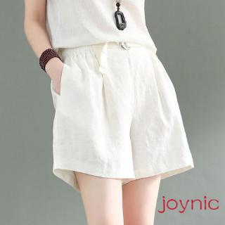 ✨joynic✨ M-4XL โครงการ ผ้าฝ้ายย้อนยุคและกางเกงขาสั้นผ้าลินินผู้หญิงหลวมพอดีเอวยางยืดลำลองสลิมมิ่งทุกการแข่งขันเลียนแบบผ้