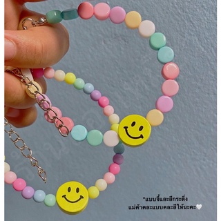 ปลอกคอแมวลูกปัดหน้ายิ้ม(แบบกลมโทนด้าน)/ลูกปัดเม็ดยา