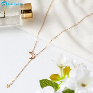 YEEZII Vintage Korea Simple Necklace Elegant Gold Moon Star Fashion Dangle Choker Female Accessories Gift