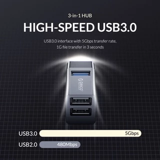 Orico อลูมิเนียม USB 3.0 Hub โน้ตบุ๊คไร้สาย USB Splitter3 ใน 1 แล็ปท็อป Extender PC คอมพิวเตอร์สําหรับแล็ปท็อปอุปกรณ์เสริม (MINI-U32)