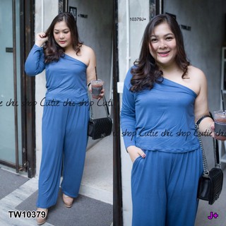 AK 10379 Set 2 ชิ้น #BigSize เสื้อครอปแขนยาวปาดไหล่