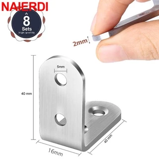 Naierdi ตัวยึดมุมตัว L สเตนเลส 90 องศา รูปตัว L สีพื้น สําหรับแขวนชั้นวางของ โต๊ะ เก้าอี้ 10 ชิ้น