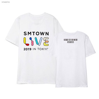 เสื้อยืดผ้าฝ้าย KPOP✖เตรียมจัดส่ง✢﹍NCT ล้อมรอบคอนเสิร์ต EXO แขนสั้น SMTOWN LIVE IN TOKYO กับเสื้อผ้าเสื้อยืดแขนสั้นผู้ชา